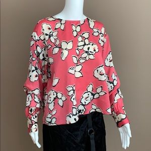 Zara Blouse 100% Polyester size M Pink floral